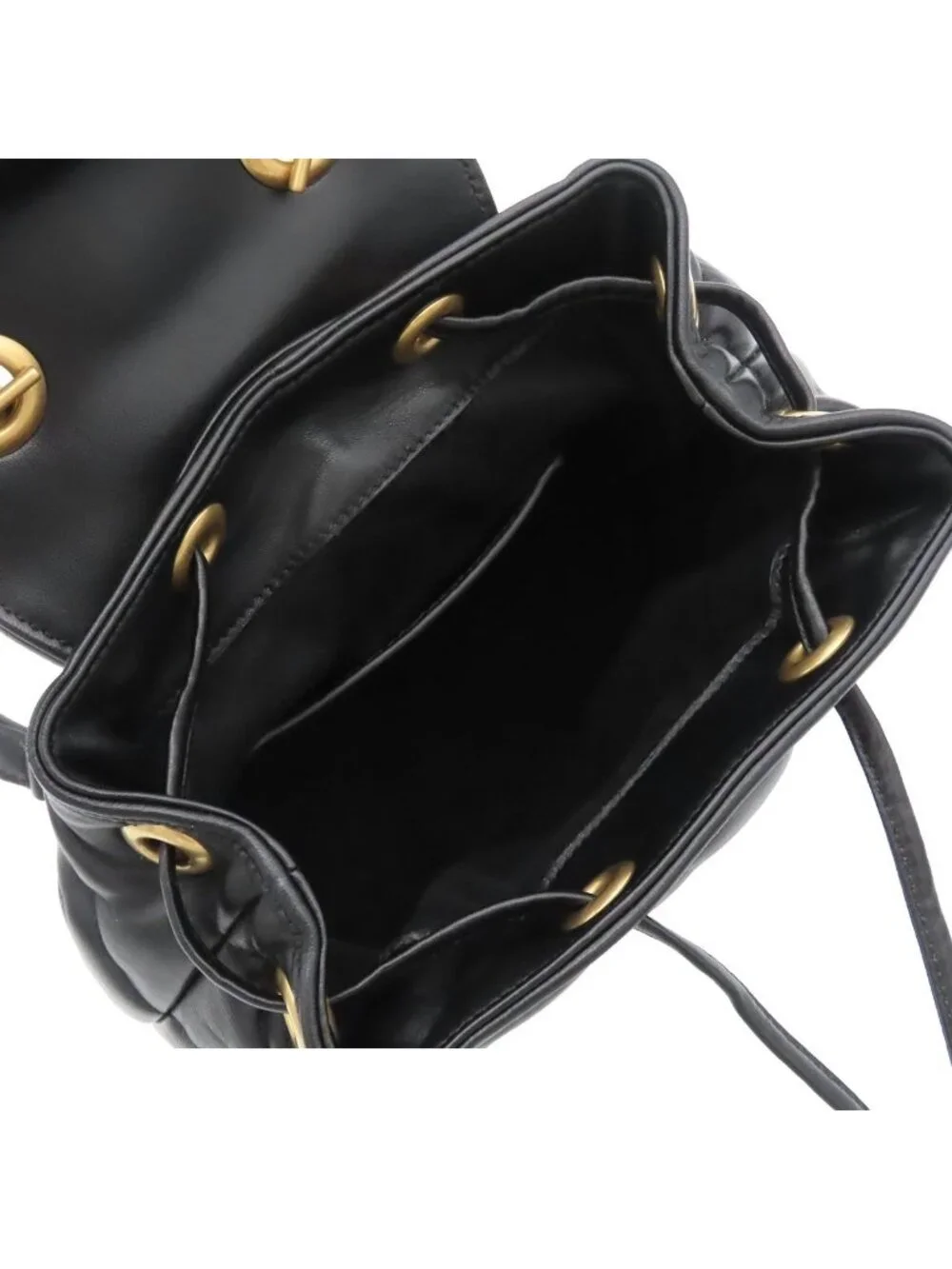 Gucci Backpack Black Leather GG Marmont Chevron